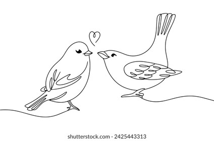 A pair of sparrows. A pair of love birds. Cute simple illustration. Vector illustration. Images produced without the use of any form of AI software at any stage. 