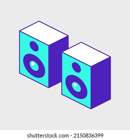 Pair of speakers isometric vector icon illustration