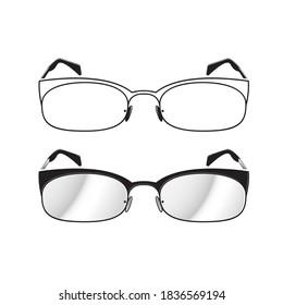 pair of spectacles drawing isolated on white