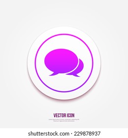 The pair of speech bubbles. Button with soft shadow. Social icons