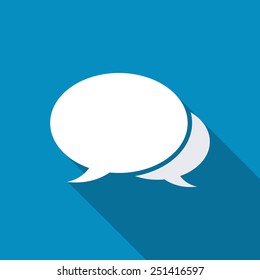 The pair of speech bubbles. Conversation balloon icon. Dialog cloud. Social icons. Modern flat icon with long shadow effect
