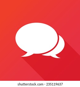 The pair of speech bubbles. Social icons. Modern flat icon with long shadow effect
