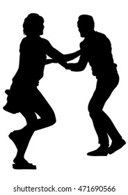 Pair of sport dance performers on a white background
