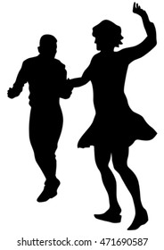 Pair of sport dance performers on a white background