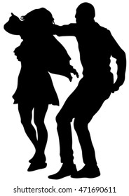 Pair of sport dance performers on a white background