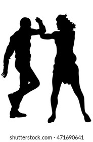 Pair of sport dance performers on a white background