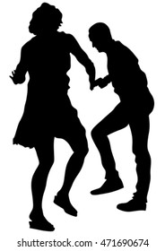 Pair of sport dance performers on a white background
