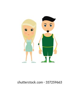 Pair of sport players on a white background