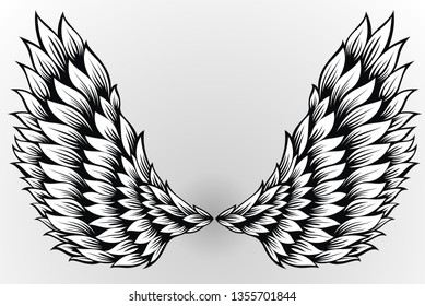 Pair of spread out angel wings 