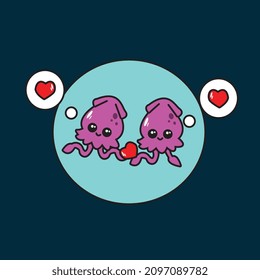 a pair  of squid love each other. Indonesia, salatiga city 17 december 2021.