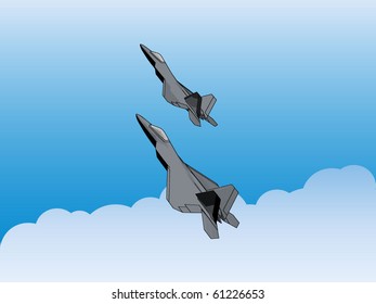 Pair of stealth jet fighters