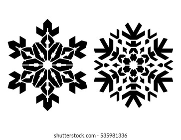 Pair of stencil style snowflakes. Can be  used as stencil-plate for your color paint or other design. 