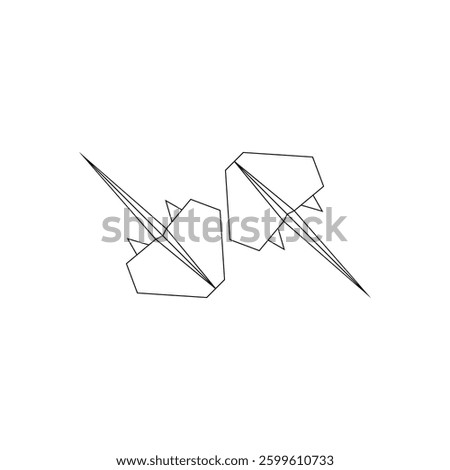 Pair Stingray Fish Polygonal Lines, can use for Logo, Pictogram, Aquatic Animal Figure, Website, Apps, or Graphic Design Element. Vector Illustration