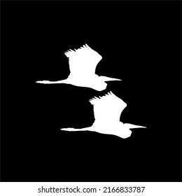 Pair of the Stork (Bird-Ciconiidae) Silhouette. Vector Illustration