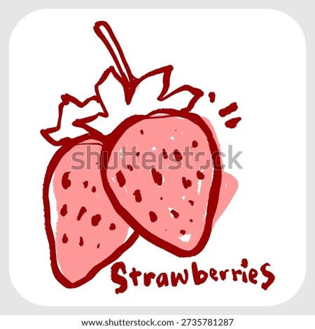Pair of Strawberries Graffiti Tag. Bold Hand-Drawn Street Art Fruit Sketch with Rough Red Marker Ink.