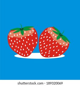 pair of strawberries  - vector illustration
