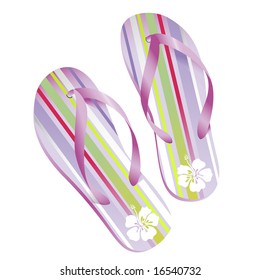 pair of striped flip-flops