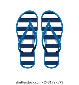 Pair of striped flip-flops on white background