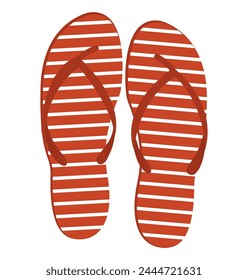 Pair of striped flip-flops on white background