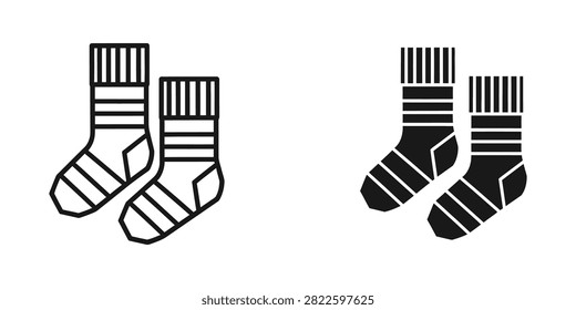 Pair of striped winter socks icons with clothing footwear accessory clothingitem winterwear illustration shopping