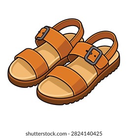 Pair of stylish brown leather sandals with adjustable buckles