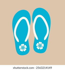 A pair of stylish, floral flip-flops against a muted beige background