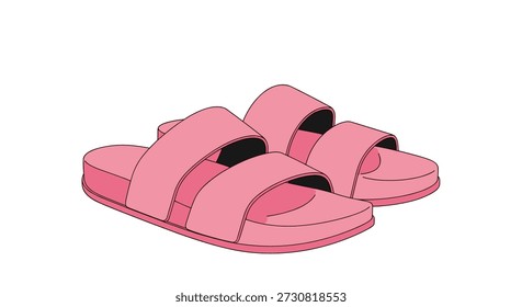 Pair of stylish pink double strap slide sandals on a white background, ideal for casual summer wear and everyday comfort.