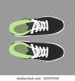pair of stylish sneakers for running on gray background, vector, illustration,