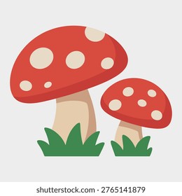 Pair stylized red mushroom