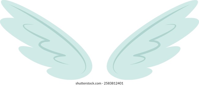 Pair of stylized wings spreading gracefully, embodying purity, hope, and peace while soaring through the sky. Evoking feelings of freedom, spirituality, and innocence