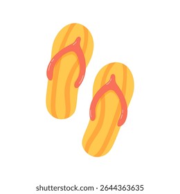Pair of summer bright striped flip-flops shoes isolated on transparent background