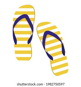 Pair of summer slippers. Vector illustration of beach flip flops. Icon in flat style.