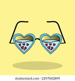 A pair of sunglasses with hearts on them that say love
