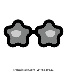 Pair of Sunglasses icon in grey scale isolated on white background.