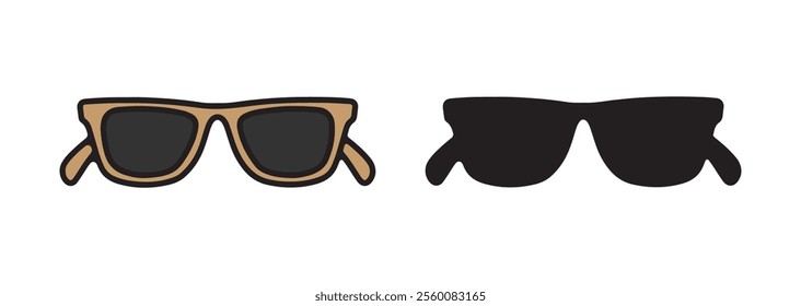 Pair of Sunglasses in Light Brown and Black Silhouette