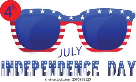 A pair of sunglasses with a red, white, and blue design, celebrating the 4th of July and Independence Day in the United States.