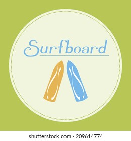 a pair of surfboard with simple designs on a round icon