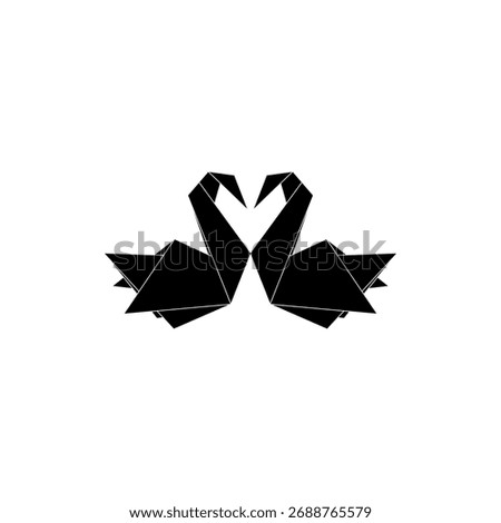 Pair Swan Shape Inspired by Origami Form, can use for Logo, Pictogram, Bird Figure, Website, Apps, or Graphic Design Element. Vector Illustration