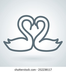 Pair of Swans Line Icon