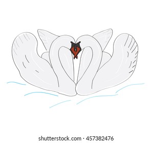 a pair of swans. love. relations. vector illustration