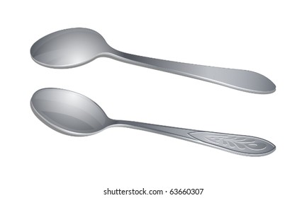 Pair of teaspoons from above and bottom views
