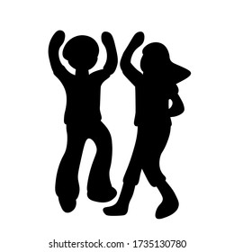 
Ein Paar Teenager auf einer Party. Silhouette isoliert. Die Leute tanzen Rockabilly, Charleston, Jazlindi Hop oder Boogie-Woogie. Vector Illustration eines Mannes in schwarz-weiß.