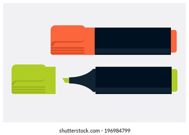 Pair of text highlighters on plain background