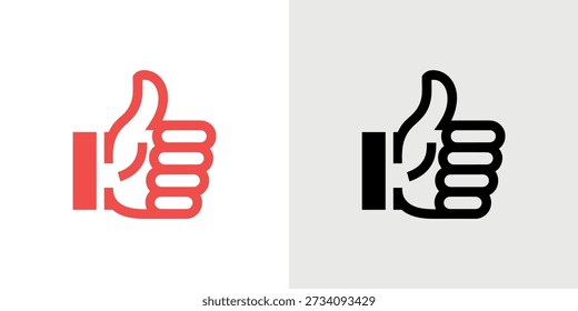 A pair of thumbs-up hand icons, one colored red and the other black, displayed side-by-side.