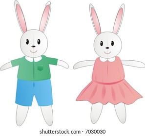 pair of toy bunnies - boy and girl