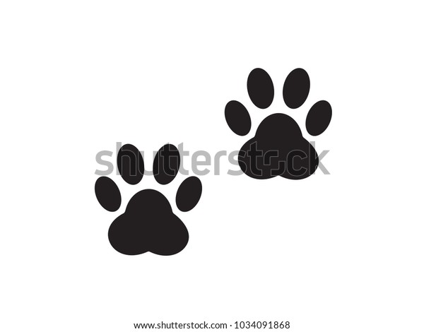 Pair Traces Paws Imprint Wild Animal Stock Vector (Royalty Free) 1034091868