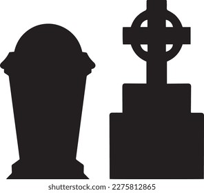 Pair of Traditional Grave Stones CNC Vector Shape Silhouette