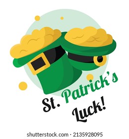 Pair of traditional hats with golden coins Saint patrick day Vector