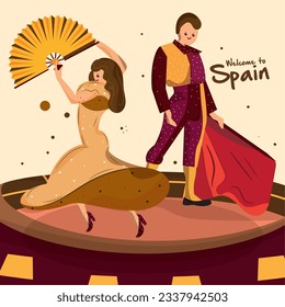 Pareja de caracteres españoles tradicionales plantilla de cultura española Vector