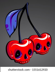 
a pair of trendy cherry skulls